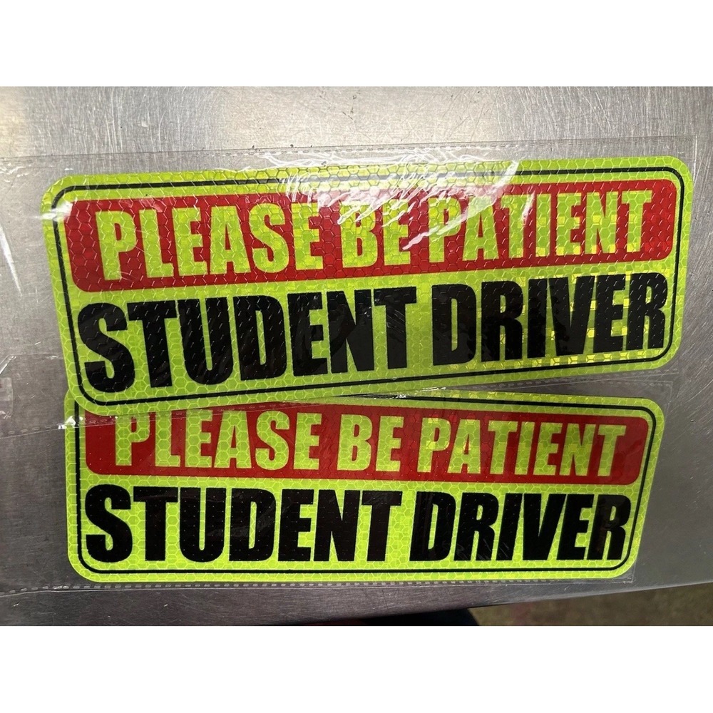 2x Student Driver Magnet Car Signs Please Be Patient Reflective Bumper Magnets